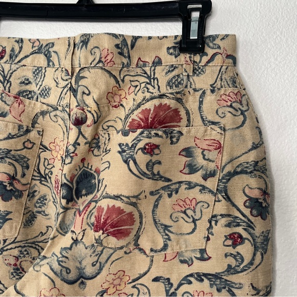 NWT Lauren Ralph Lauren Vintage Tan Prairie Linen Floral Paisley Capris Pants 4 - Picture 4 of 6